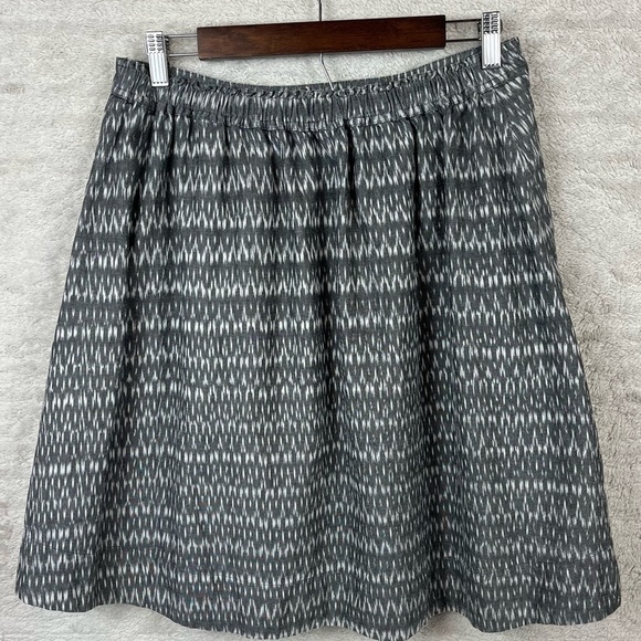 EILEEN FISHER Ash Organic Cotton Aerial Ikat Pleated Skirt Gray Size M Pockets - Picture 6 of 16